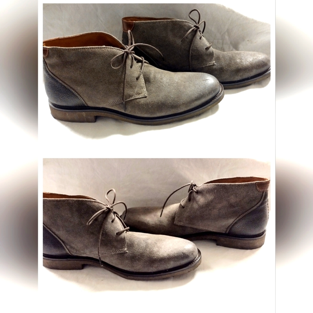 Johnston Murphy Chukka Boots Men's 12M, Taupe/Gray Suede Leather, Memory Foam